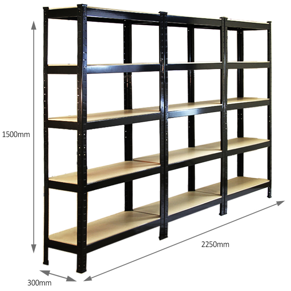 3 x Monster Racking T-Rax 75cm Lagerregal Schwarz mit Gratis Gummihammer