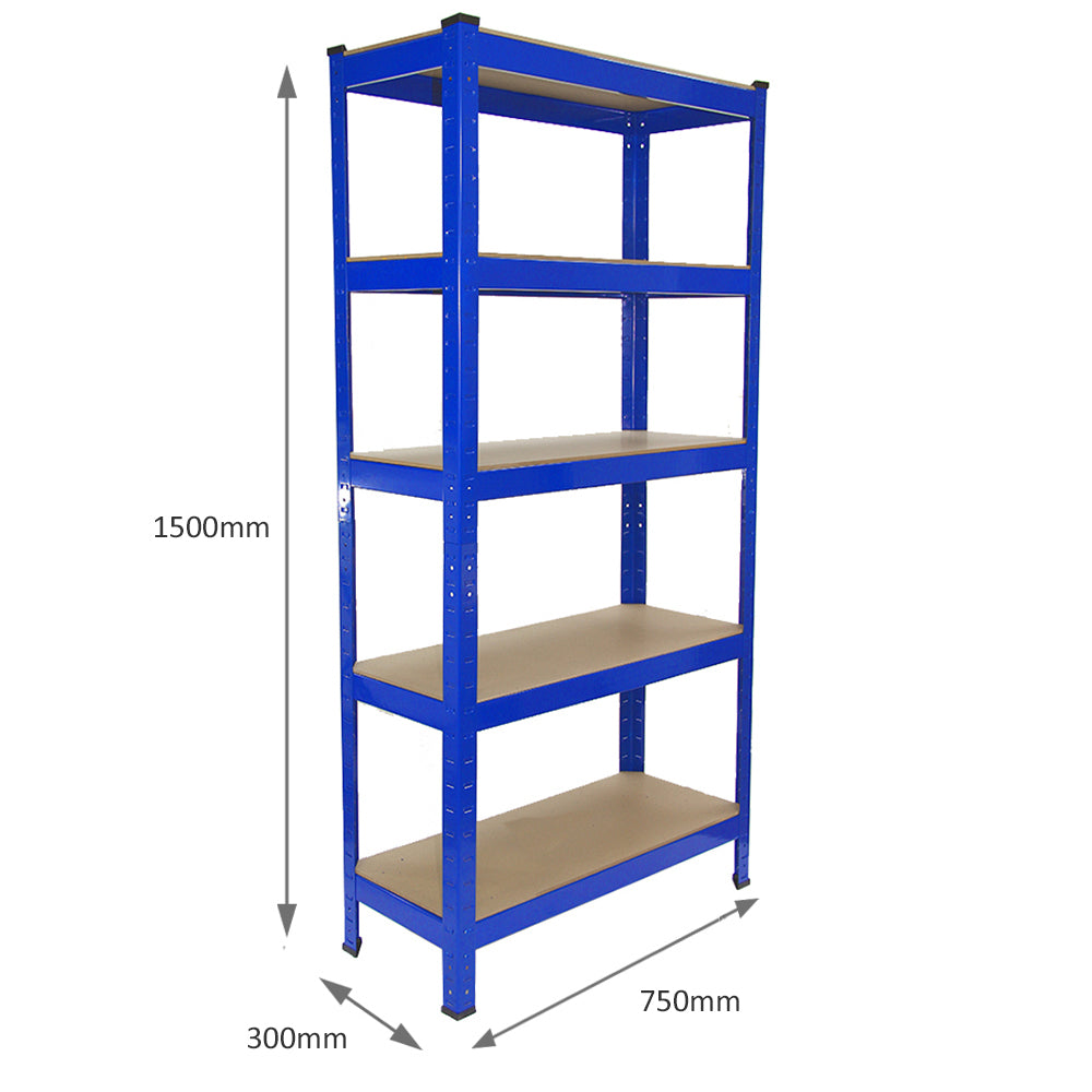 4 x Monster Racking T-Rax 75cm Lagerregal Blau mit Gratis Gummihammer