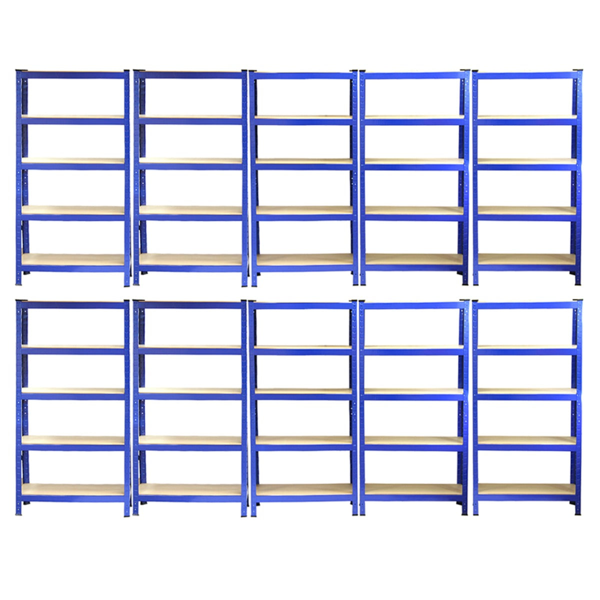 10 x Monster Racking T-Rax 75cm Lagerregal Blau mit Gratis Gummihammer