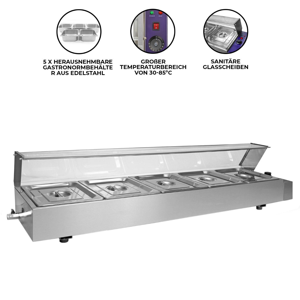 Kukoo Edelstahl Gastro 5 GN Bain Marie