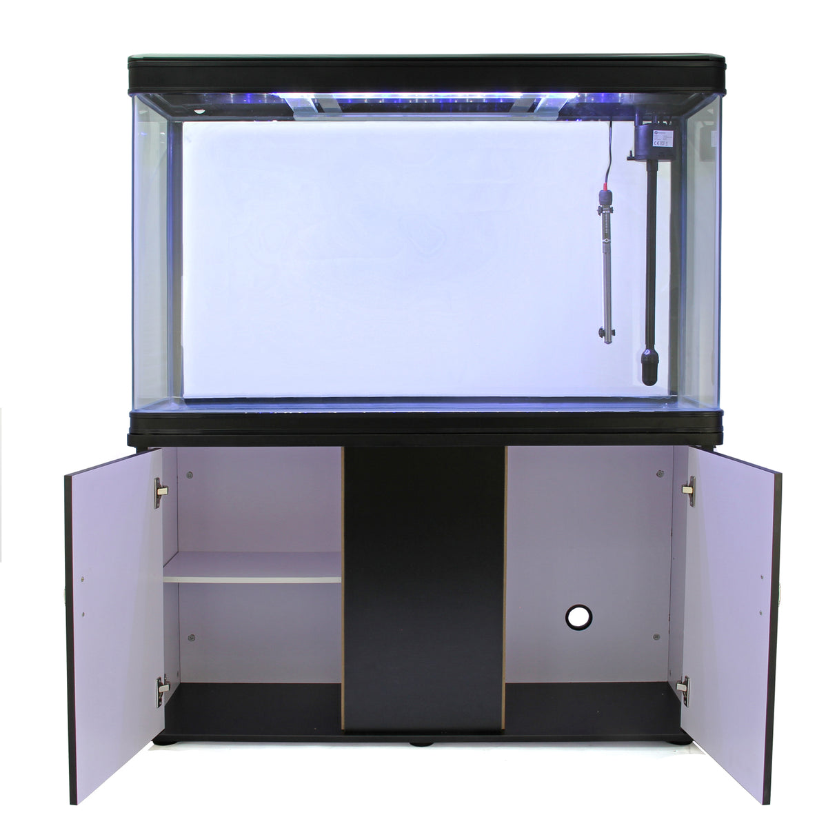 300L Komplettset  Aquarium - Schwarz mit Kies-Blau