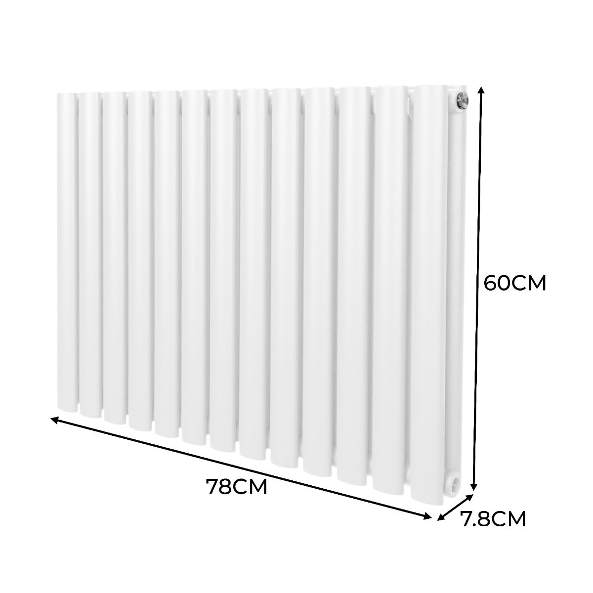 Oval Röhrenheizkörper & Chrom Thermostatventile – 600mm x 780mm - Weiß