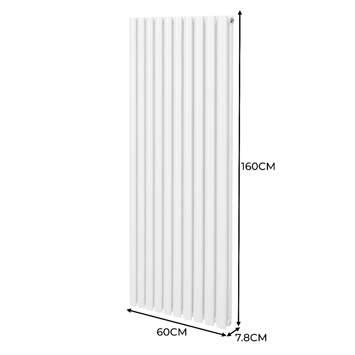 Oval Röhrenheizkörper & Chrom Thermostatventile – 1600mm x 600mm - Weiß