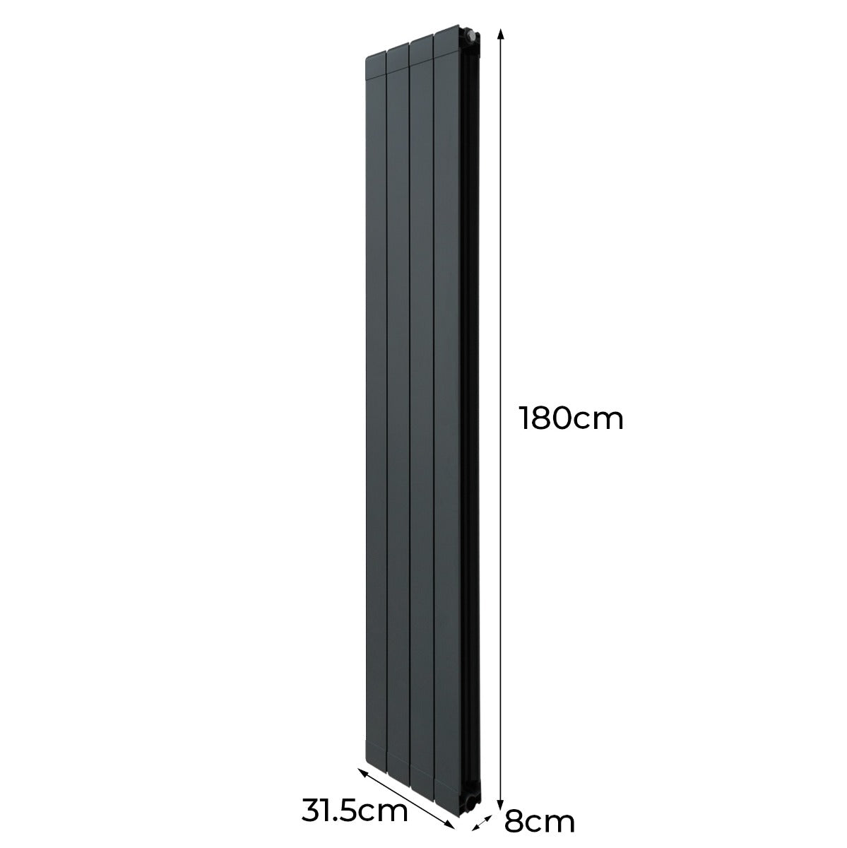 Aluminium Paneelheizkörper & Chrom Thermostatventile - 1800mm x 315mm – Anthrazitgrau