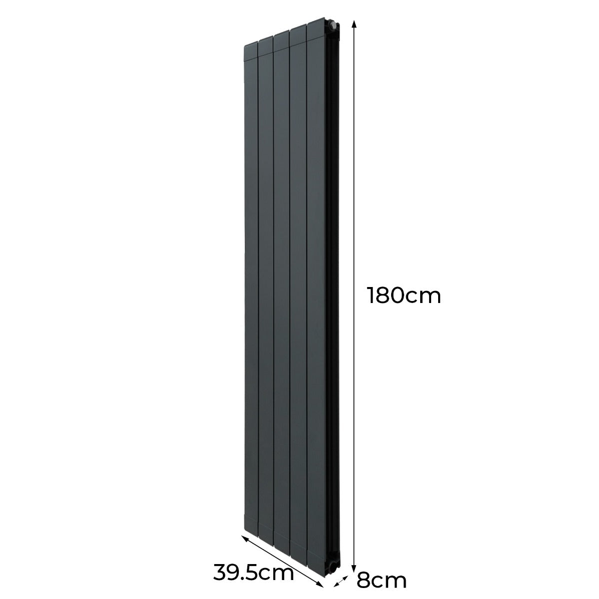 Aluminium Paneelheizkörper & Chrom Thermostatventile - 1800mm x 395mm – Anthrazitgrau