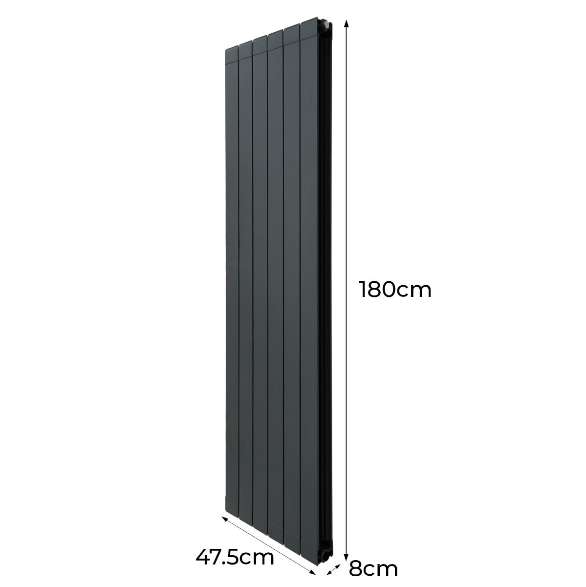 Aluminium Paneelheizkörper & Chrom Thermostatventile - 1800mm x 475mm – Anthrazitgrau