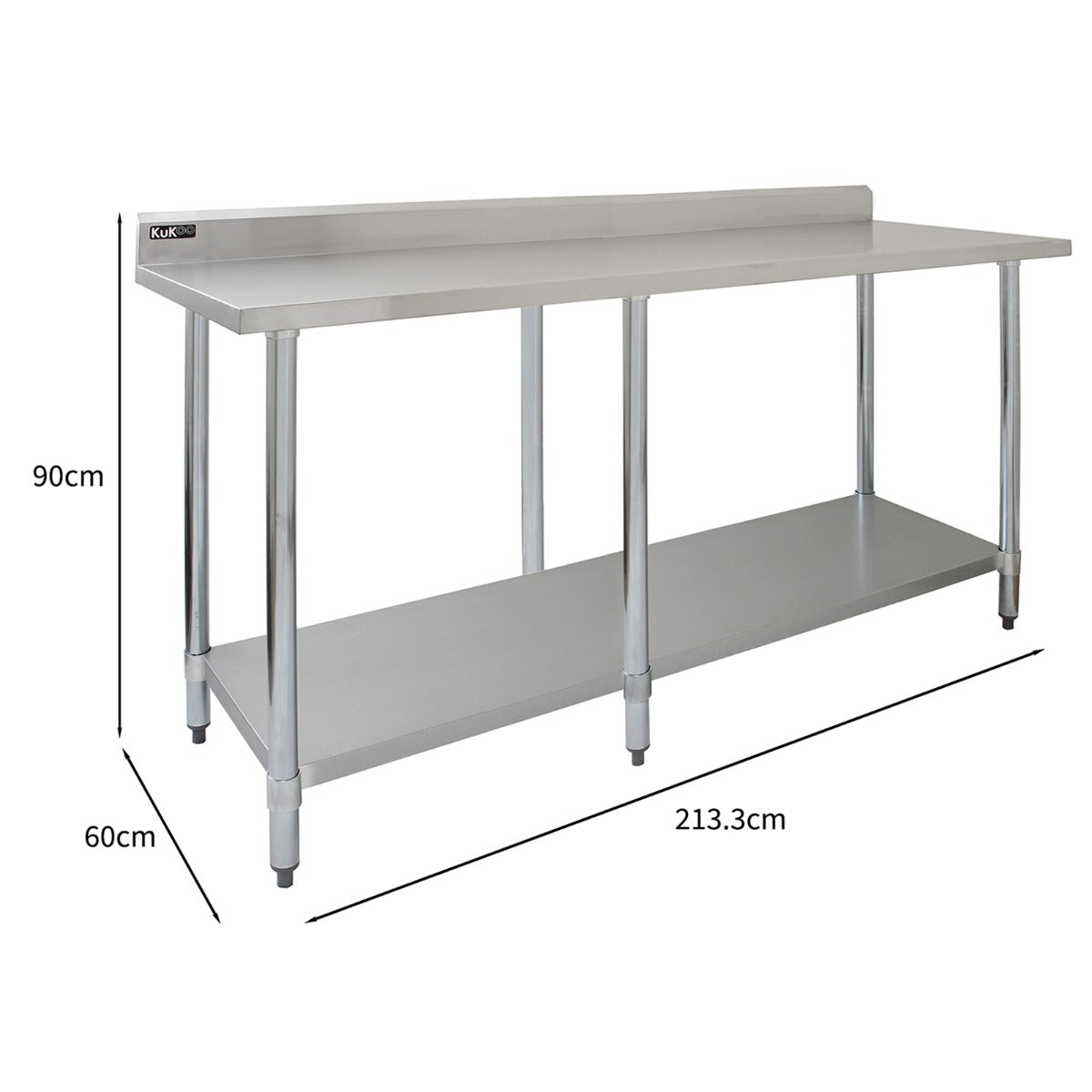 Gastronomie Arbeitstisch aus Edelstahl - 210cm