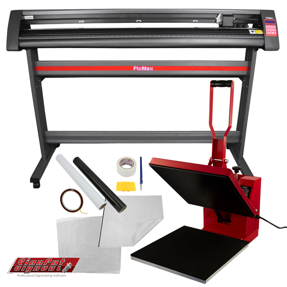 Transferpresse 38 x 38cm & 1350mm Vinyl-Schneideplotter im Set