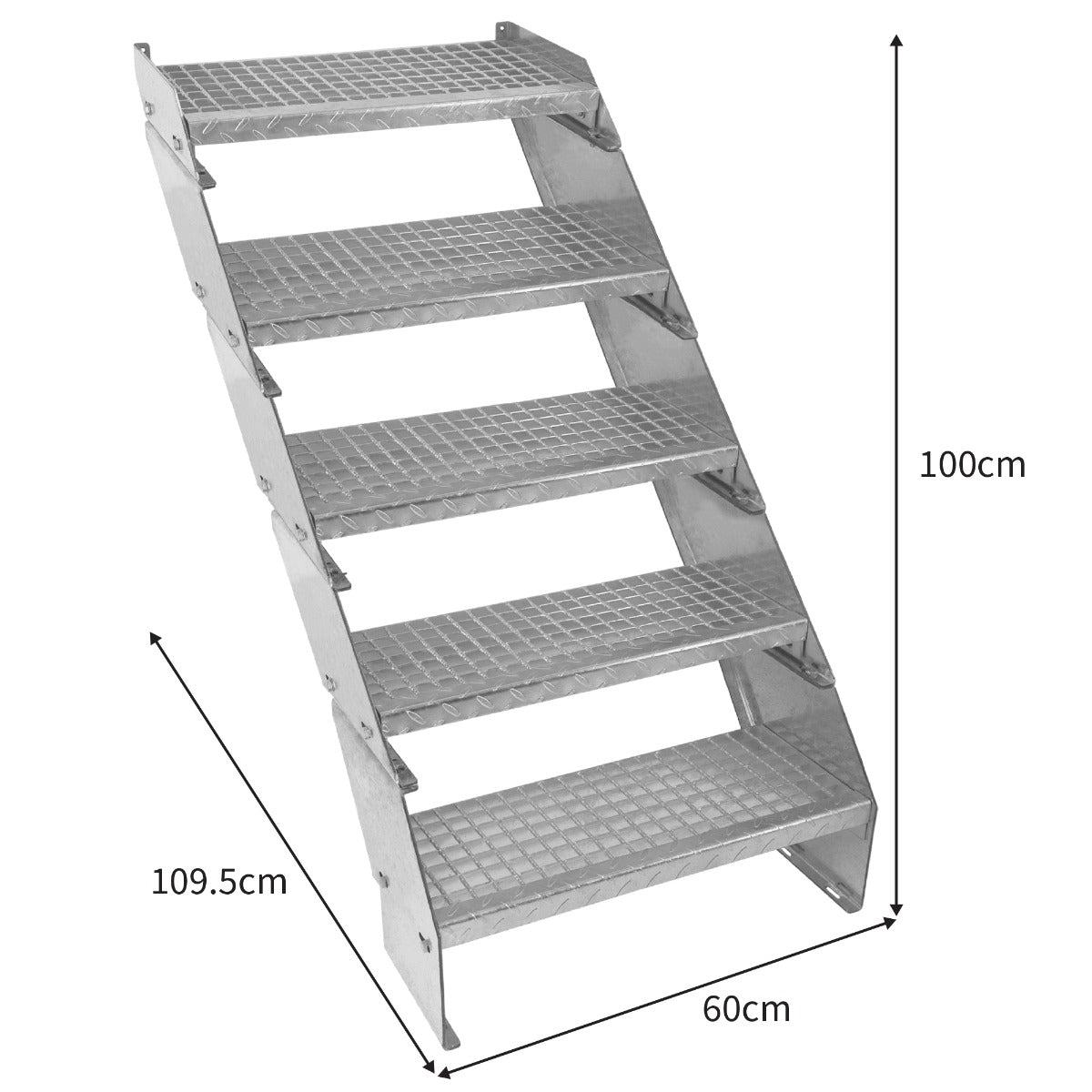 Verstellbare Fünfteilige Verzinkter Stahl Treppe – 600mm breit