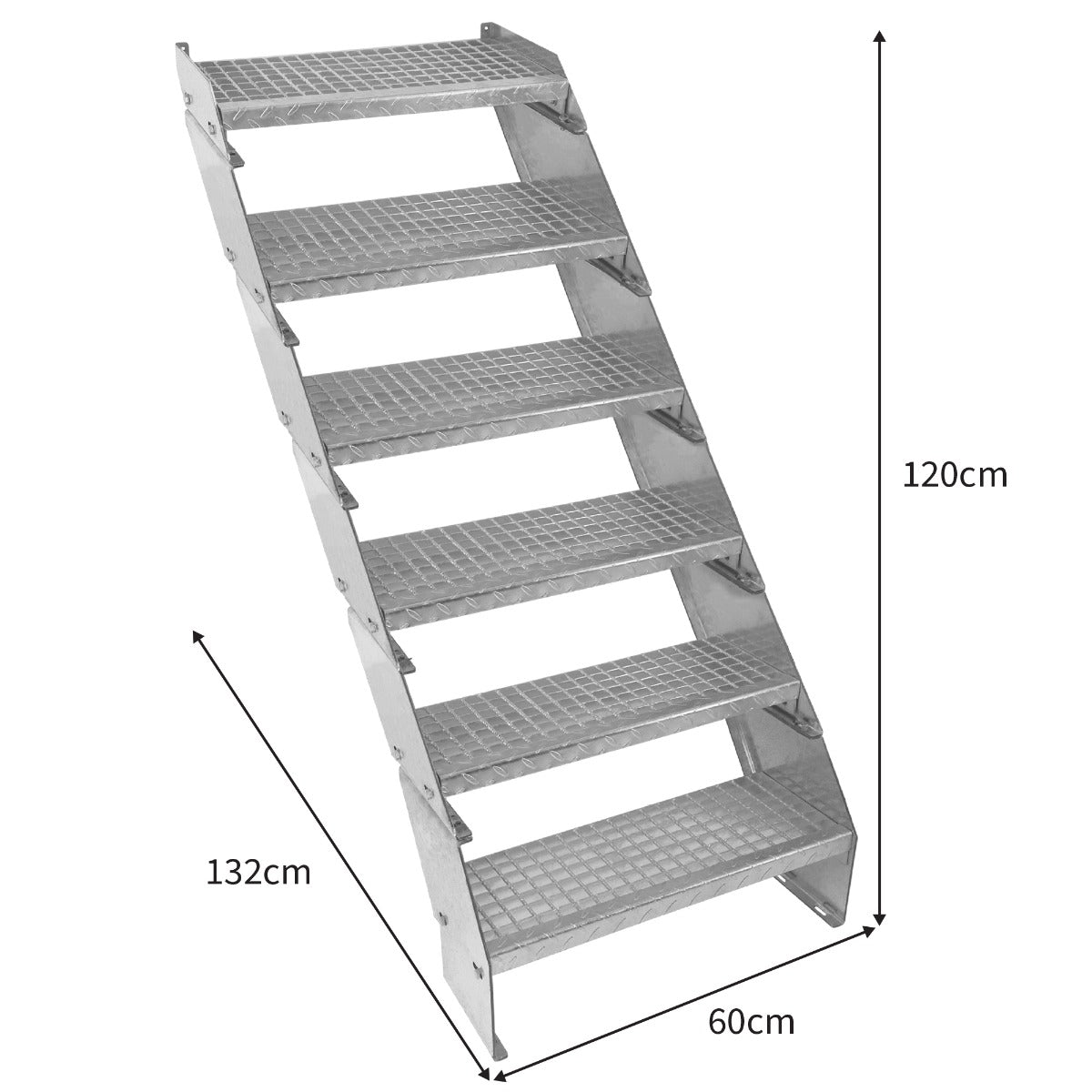 Verstellbare Sechsteilige Verzinkter Stahl Treppe – 600mm breit