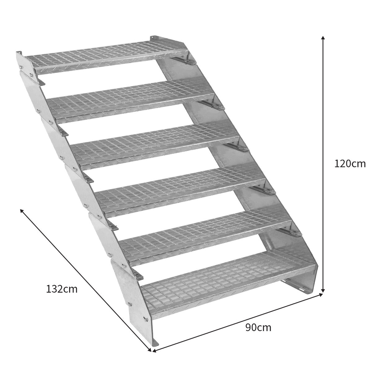 Verstellbare Sechsteilige Verzinkter Stahl Treppe – 900mm breit