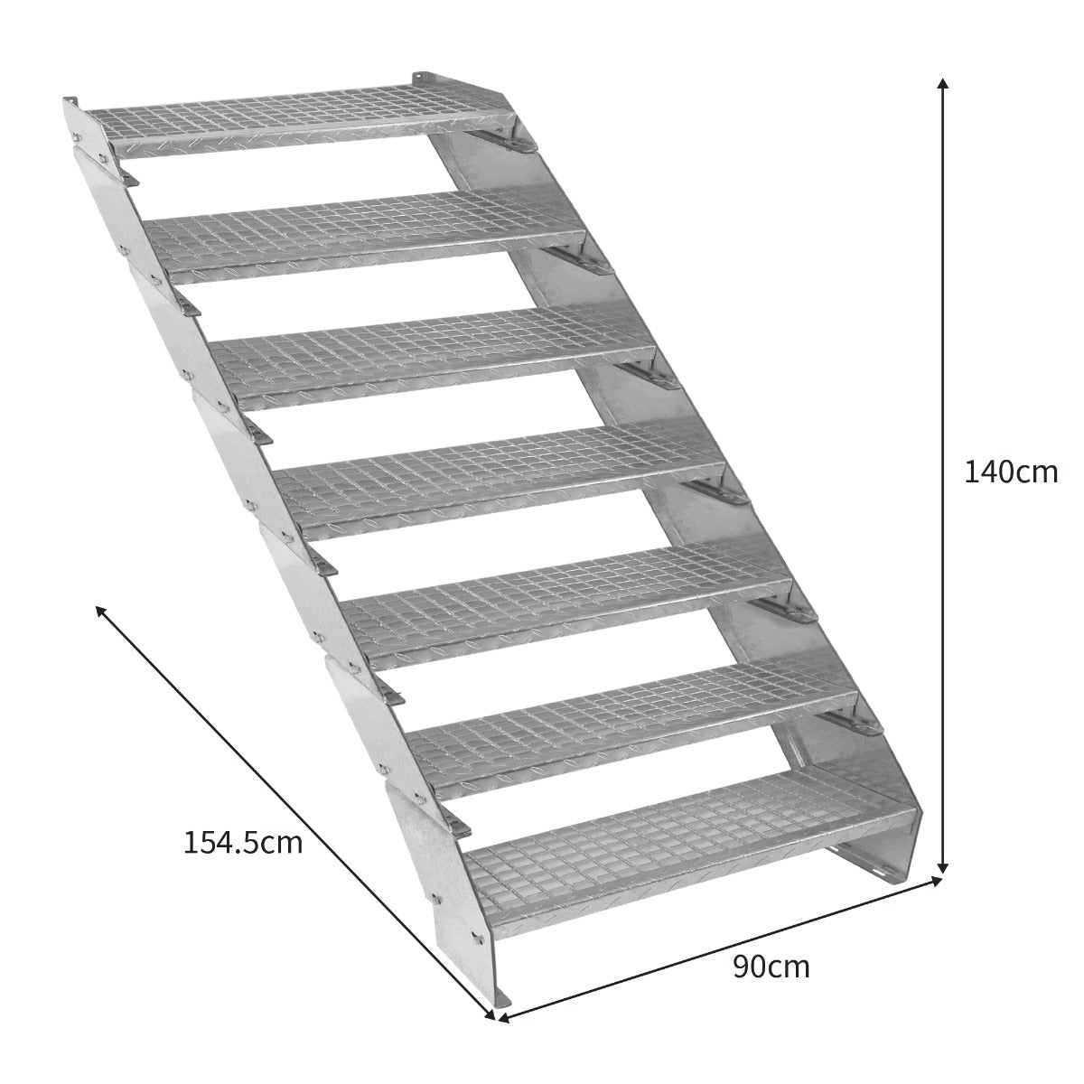 Verstellbare Siebenteilige Verzinkter Stahl Treppe – 900mm breit