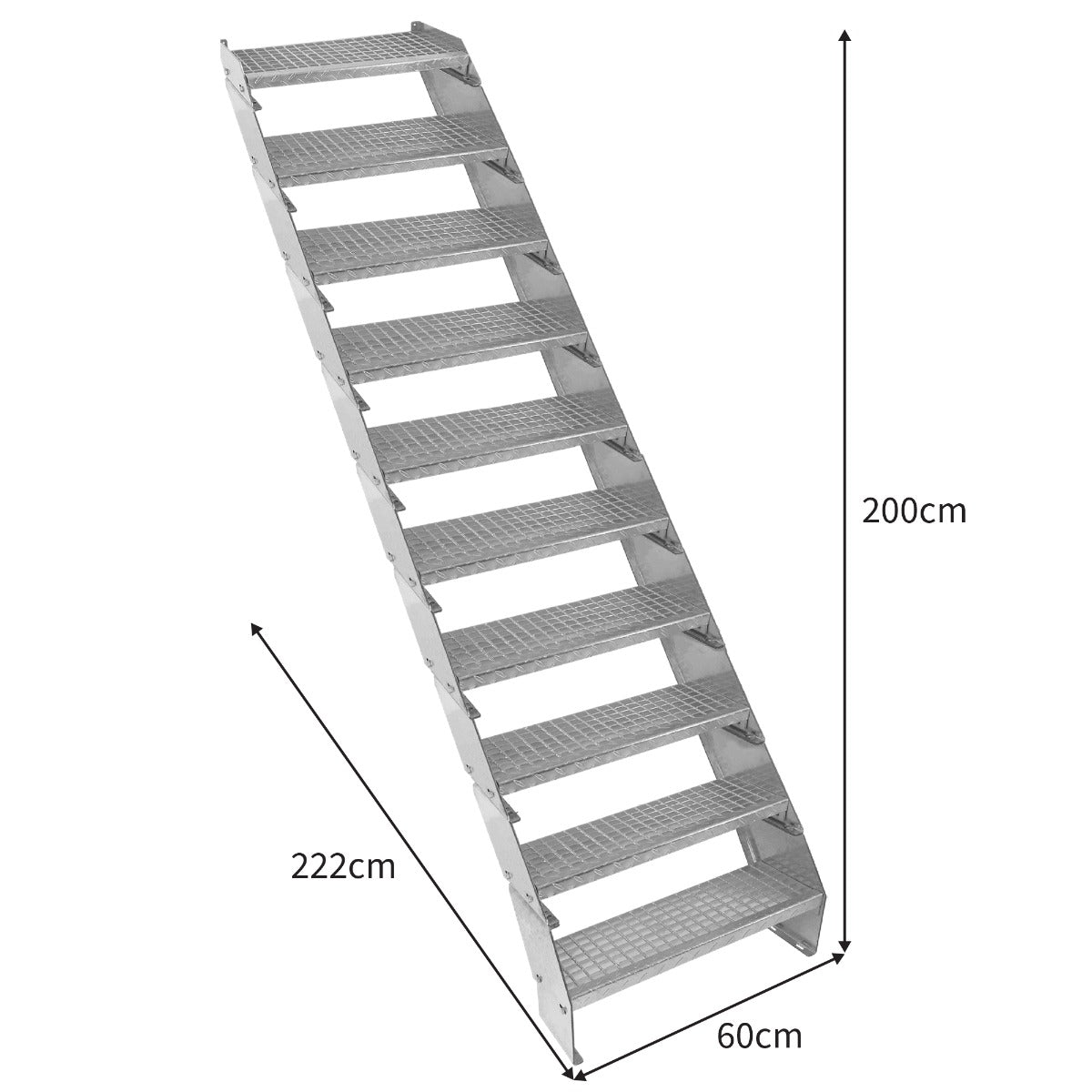 Verstellbare Zehnteilige Verzinkter Stahl Treppe – 600mm breit