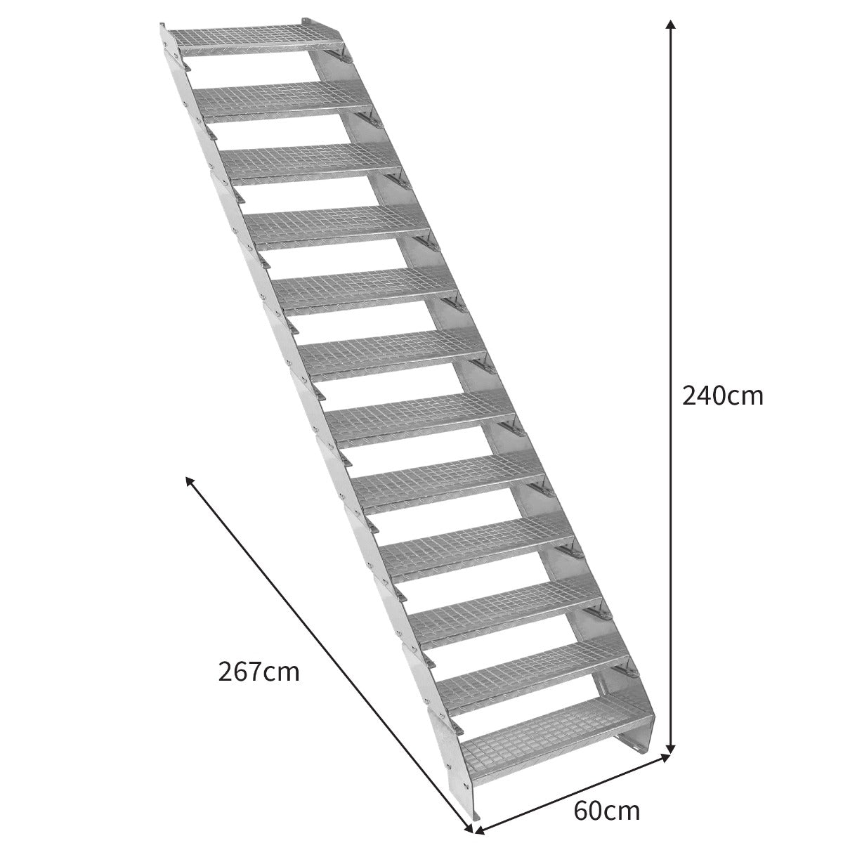 Verstellbare Zwölfteilige Verzinkter Stahl Treppe – 600mm breit