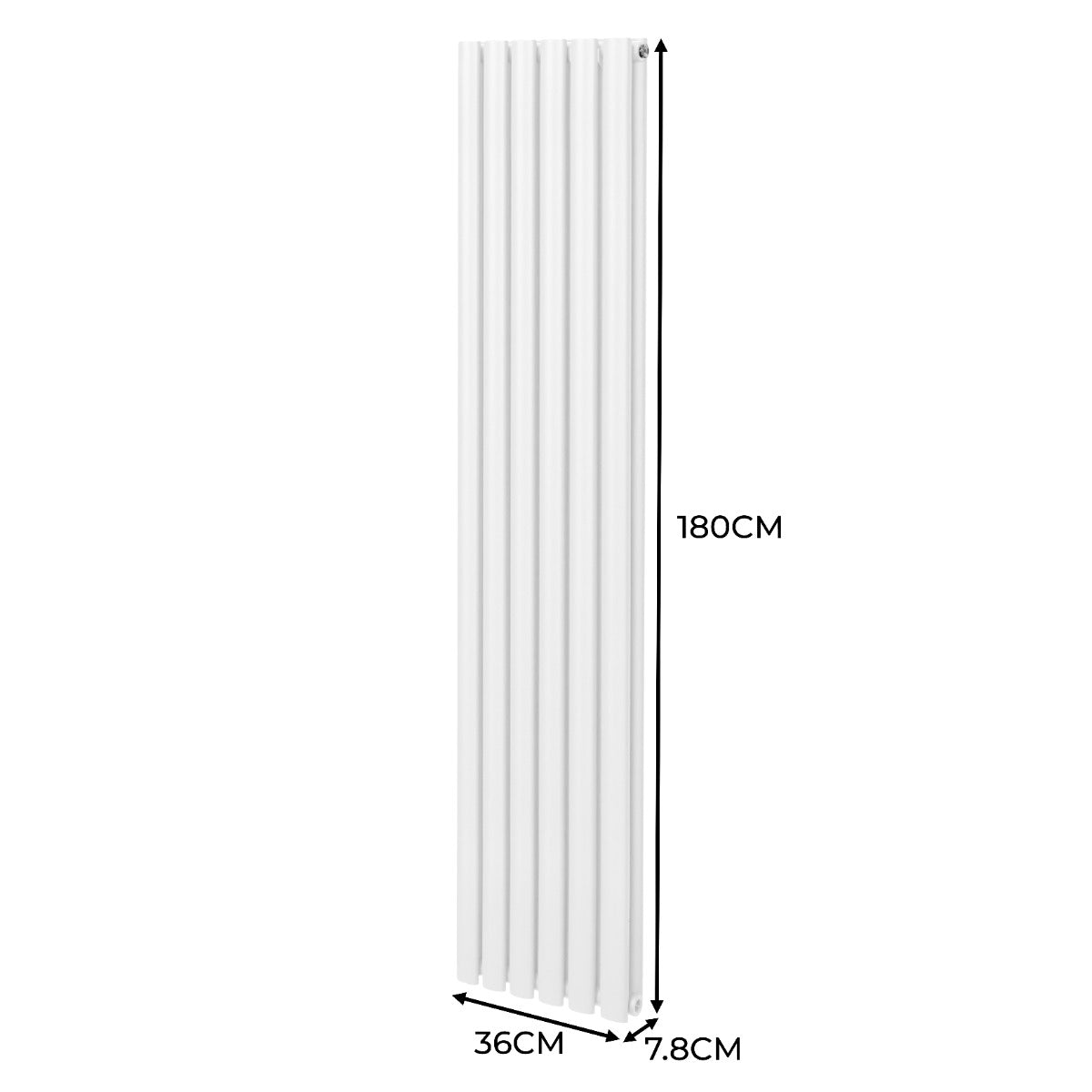 Oval Röhrenheizkörper - 1800mm x 360mm - Weiß