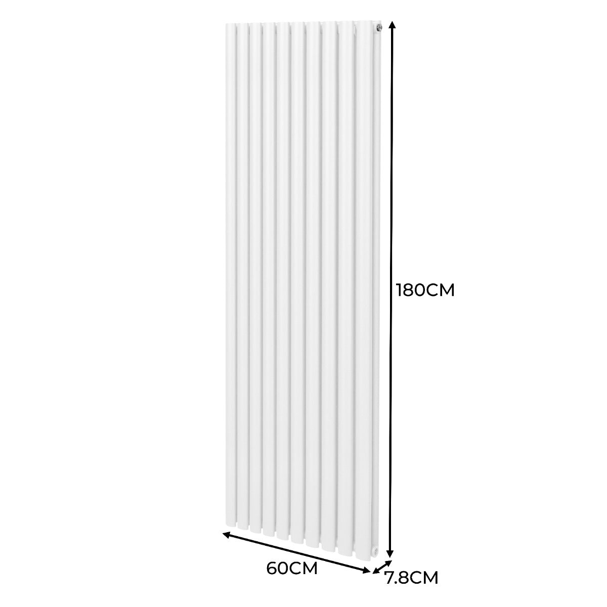 Oval Röhrenheizkörper - 1800mm x 600mm - Weiß