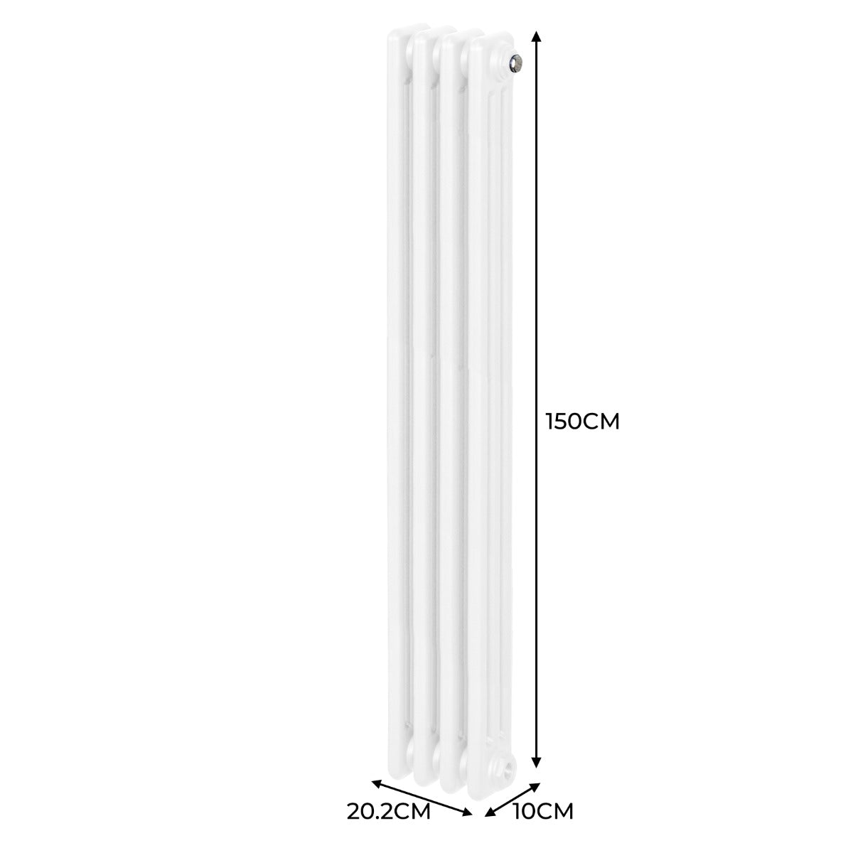 Traditioneller 3-Spalten-Heizkörper - 1500 x 202 mm - Weiß