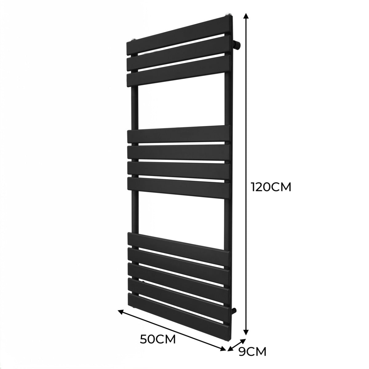 Flachheizkörper für Handtücher - 1200mm x 500mm - Schwarz