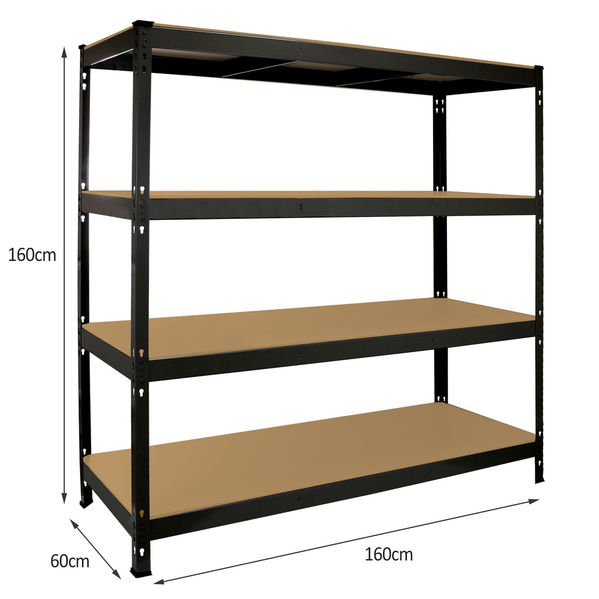 Monster Racking Schwerlastregal Lagerregal 160cm x 160cm x 60cm - Schwarz