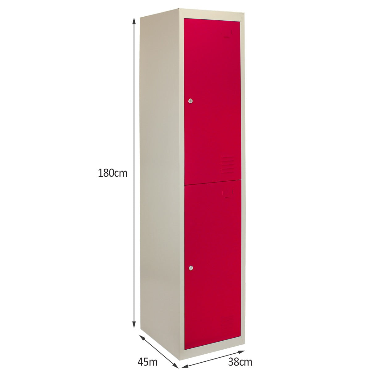 Spind Metall - 2 Türen, Flachverpackt, Rot