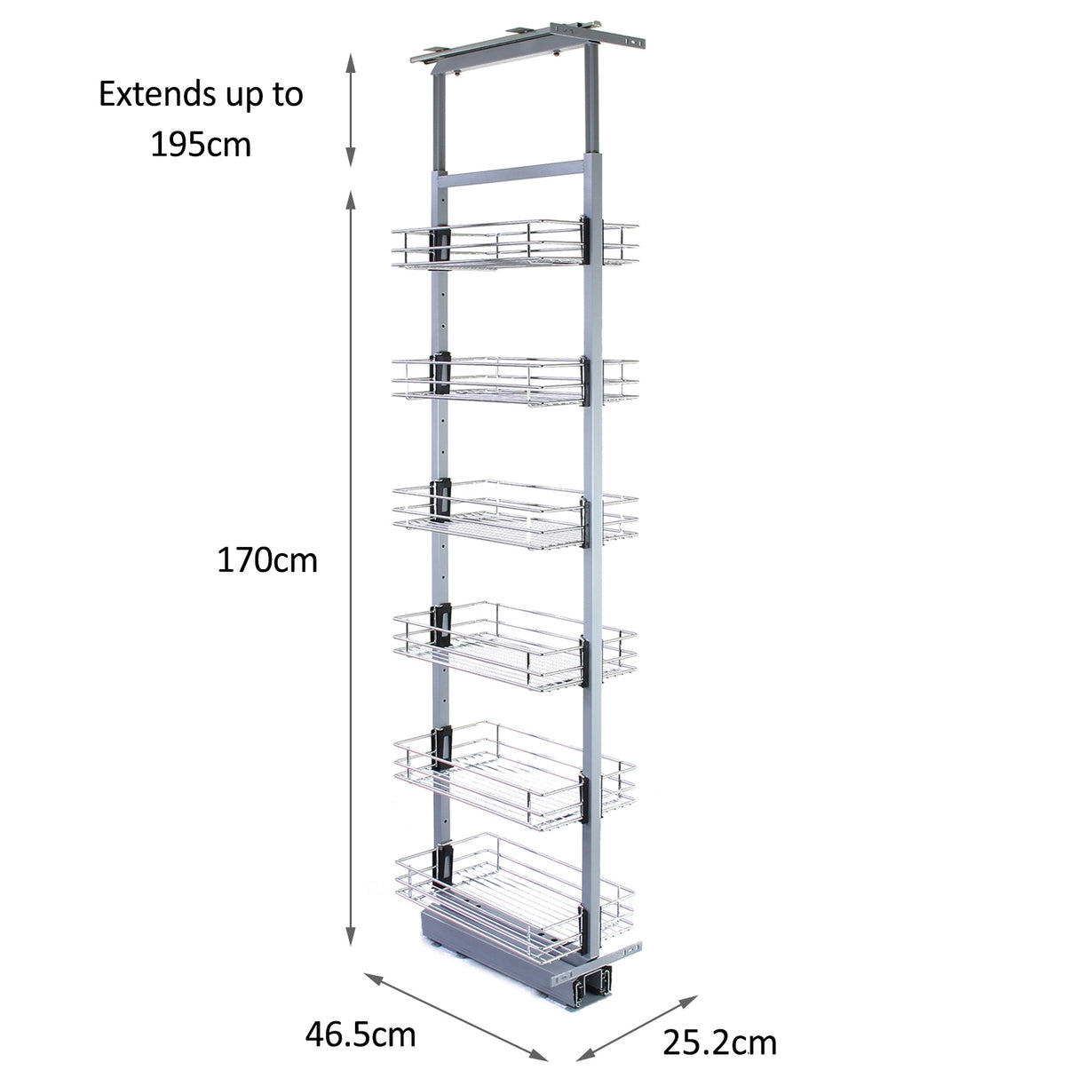 KuKoo ausziehbarer Vorratsschrank Küche – 170cm - 195cm H