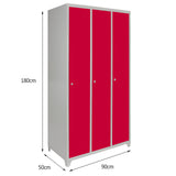 3 x  Stahlspinde Fächerschrank Rot