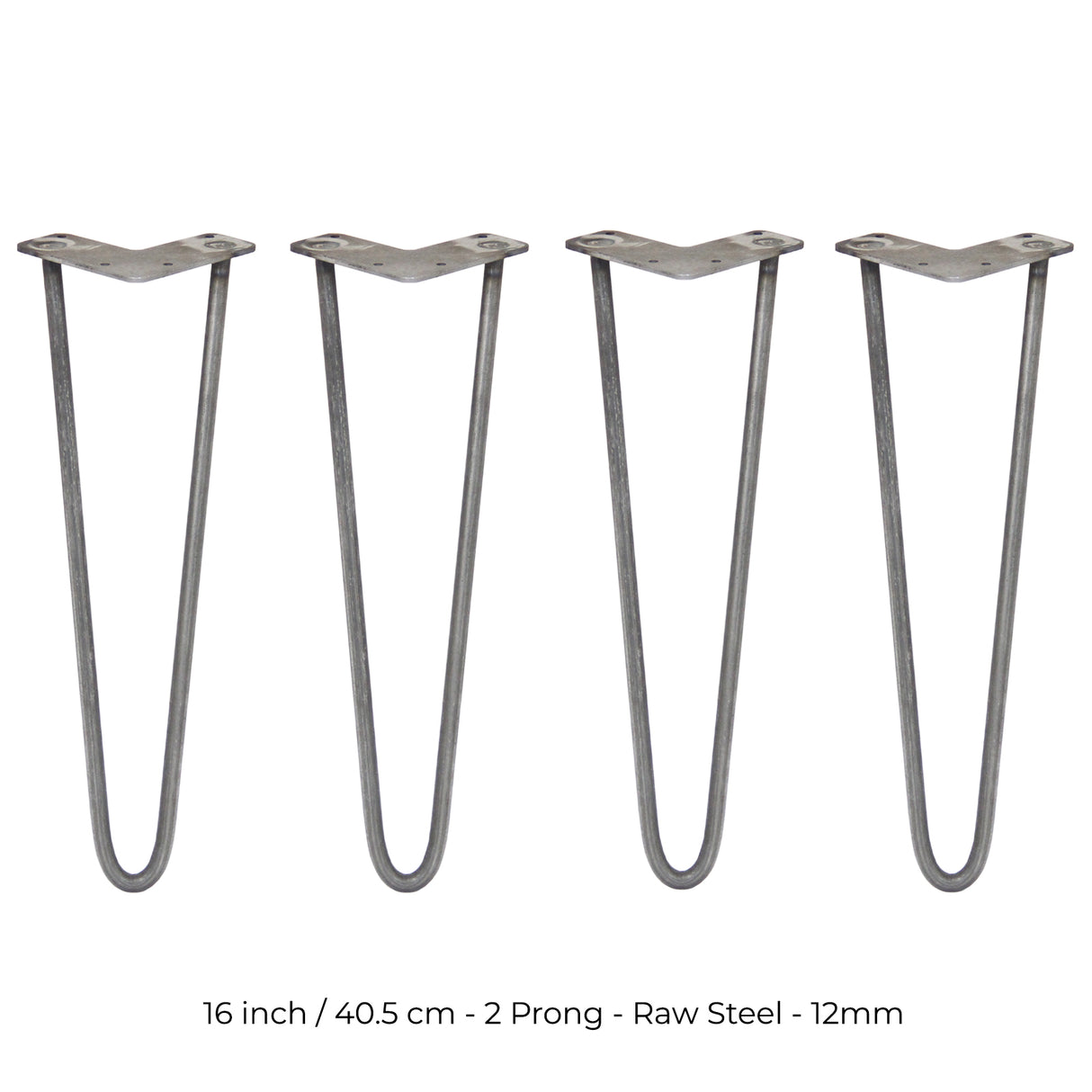 4 x 40.5cm Hairpin Tischbeine 2 Streben - 12mm - Rohstahl