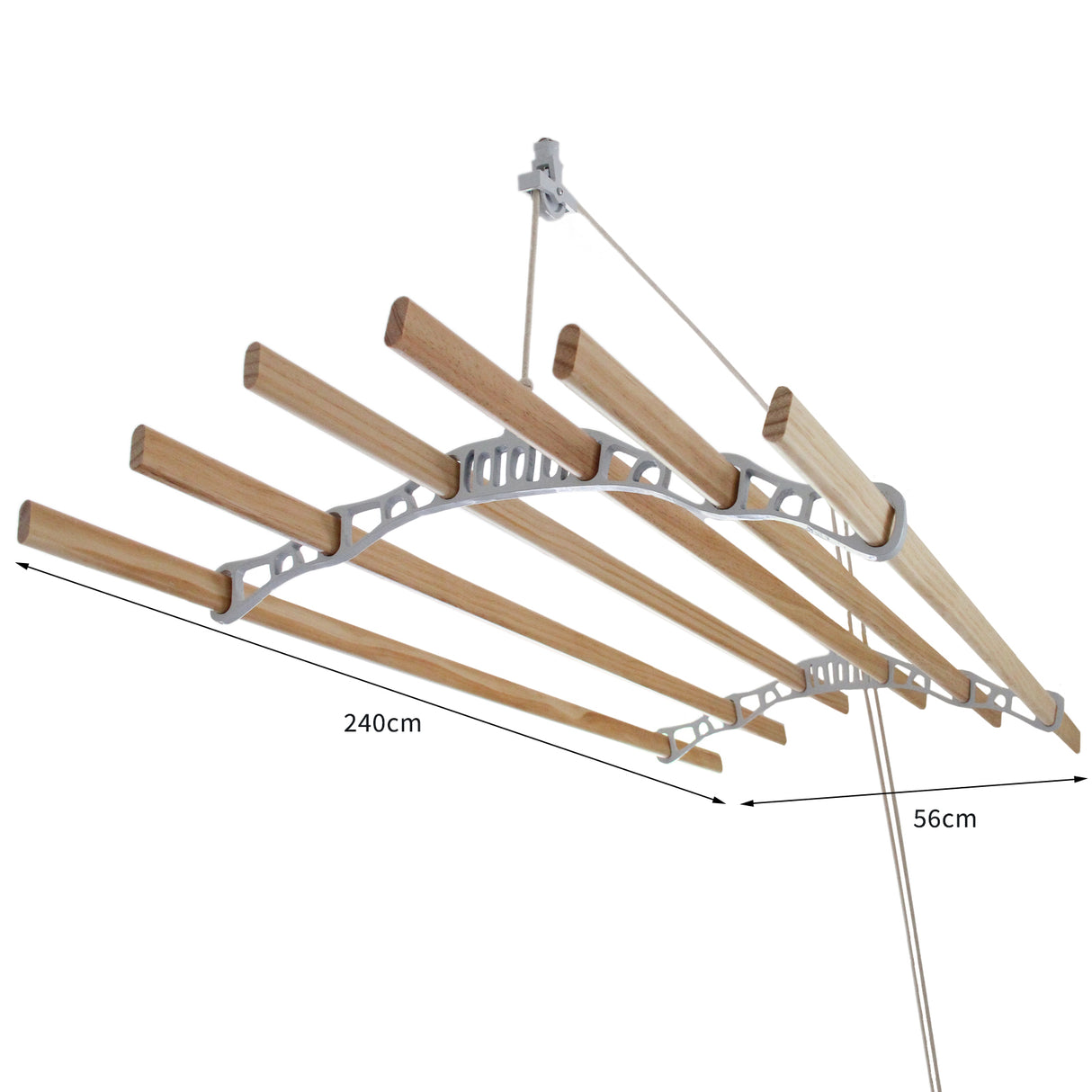 Deckentrockner aus Holz - Weiß - 2.4m