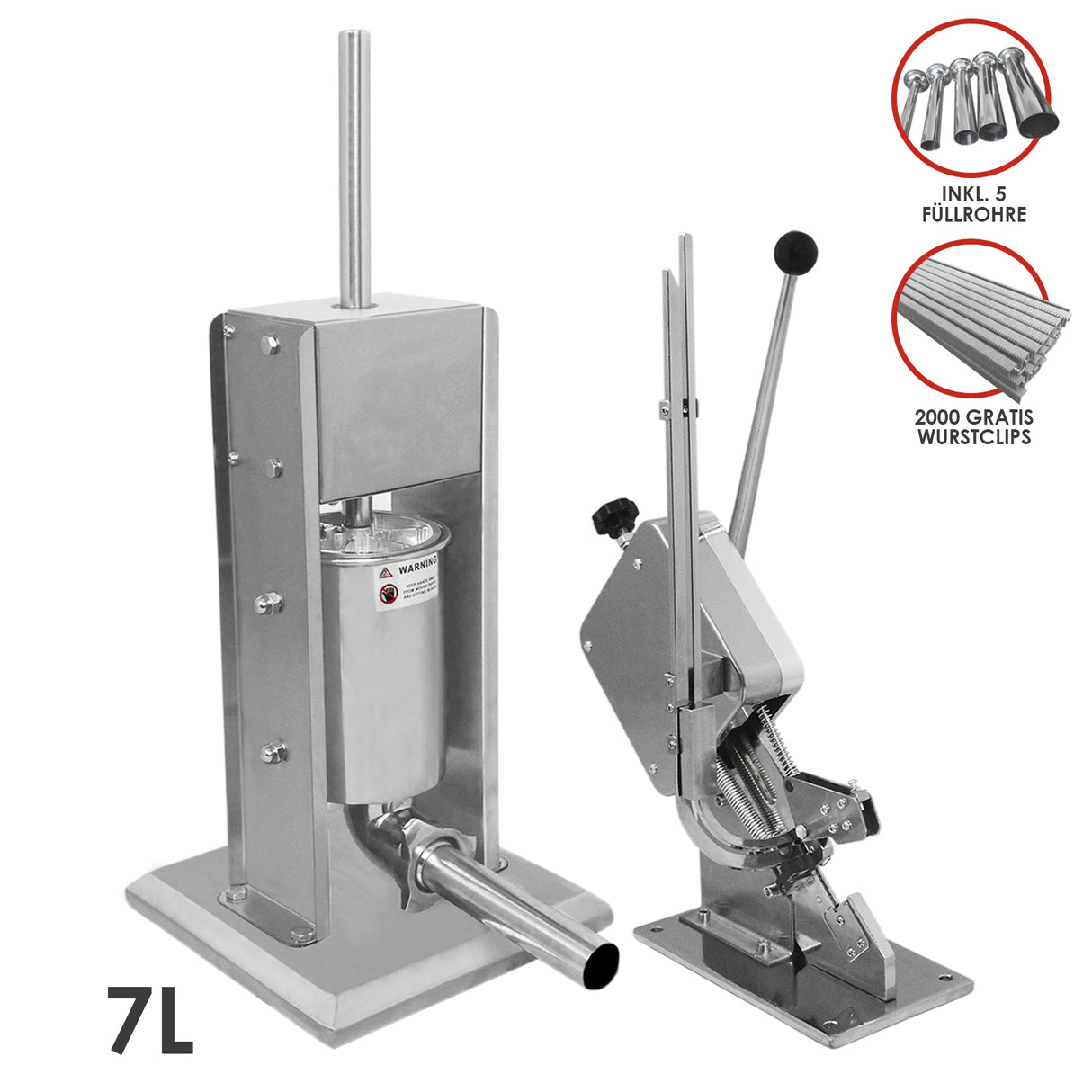 Kukoo 7 Liter Wurstfüller und Wurstclipper im Set