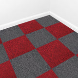 40 Teppichfliesen 50 x 50cm Fieberrot & Kohle-Schwarz 10m²