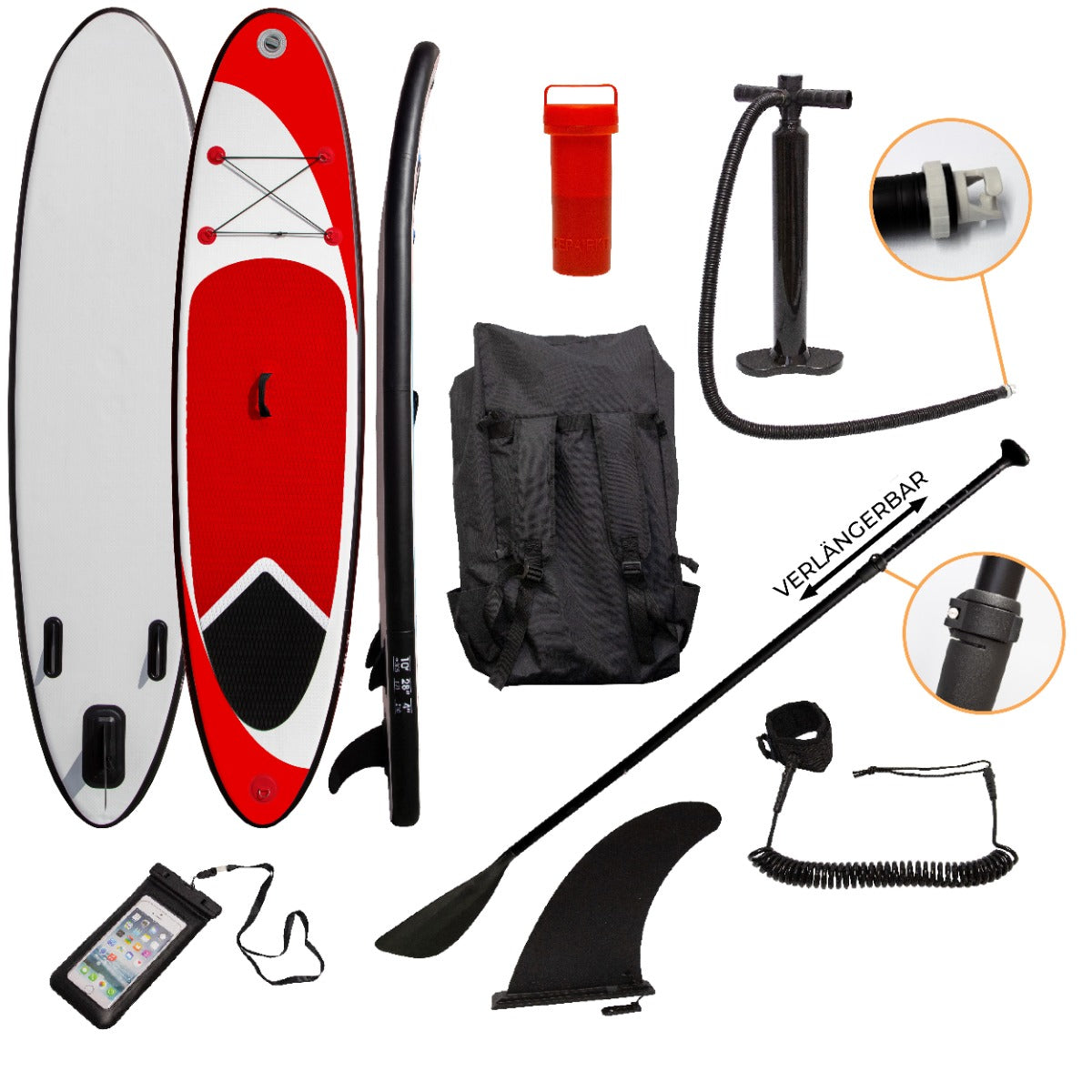 307cm Aufblasbares Paddle Board in Rot