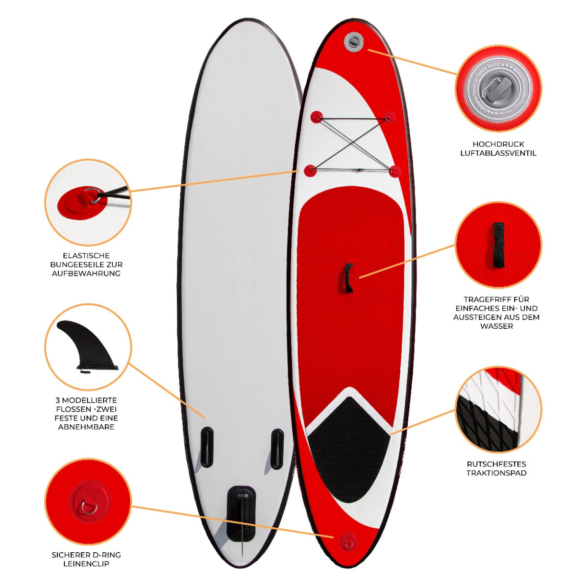 307cm Aufblasbares Paddle Board in Rot