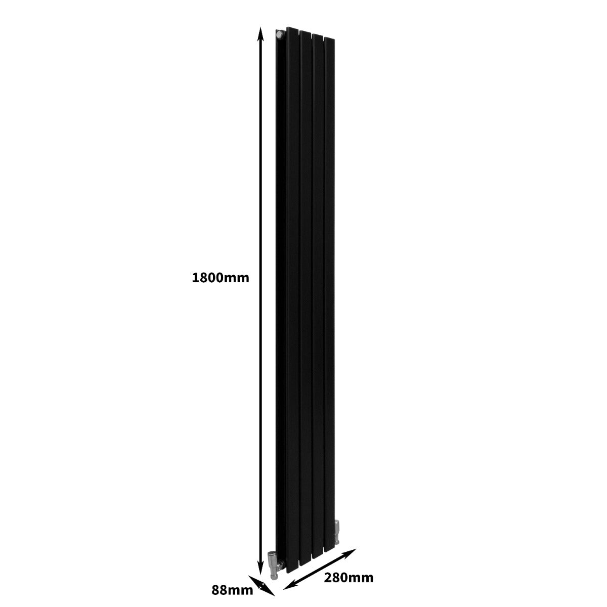 Paneelheizkörper Matte Schwarz 1800mm x 280mm