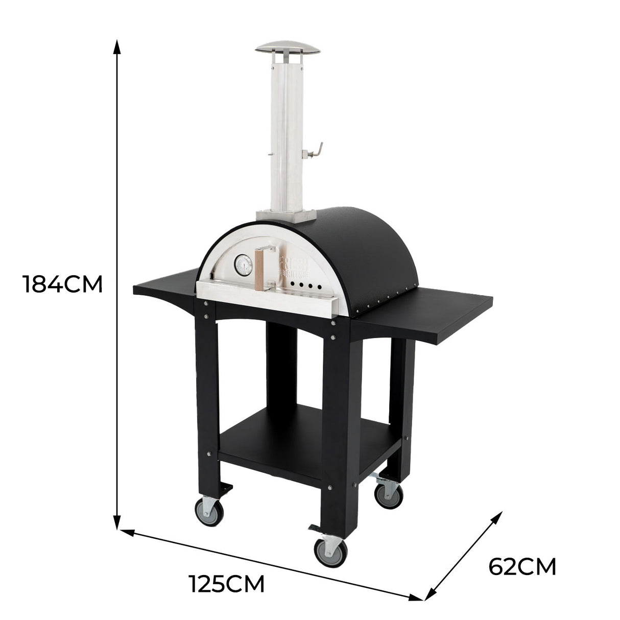 Freistehender Outdoor-Pizzaofen mit Vorbereitungsstationen