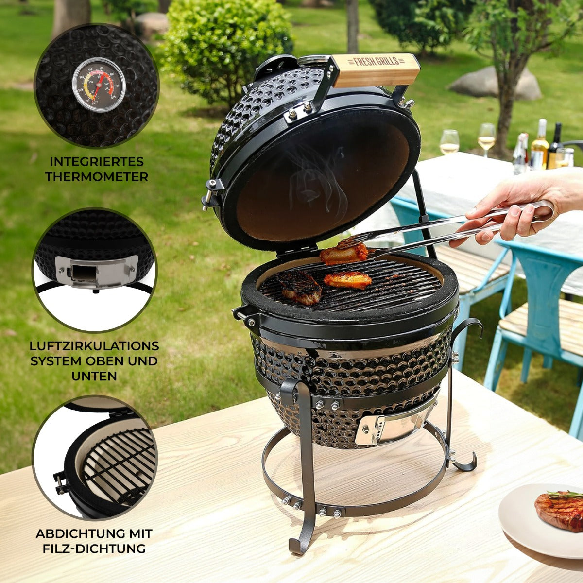 Fresh Grills Kamado-Ofen Holzkohlegrill 33cm