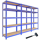 3 x Monster Racking T-Rax 90cm Lagerregal Blau mit Gratis Gummihammer