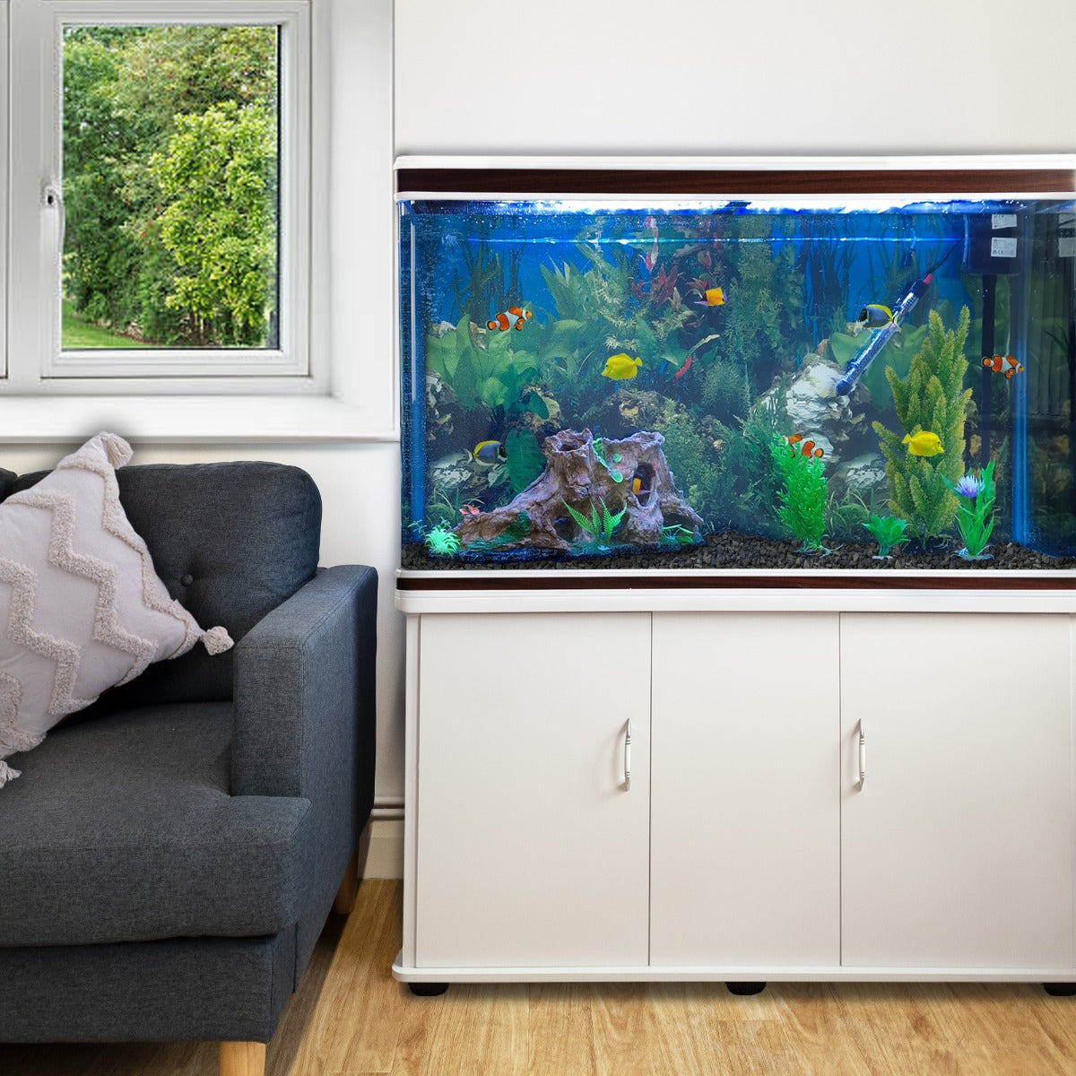 300L Aquarium Komplettset mit Unterschrank - Weiss