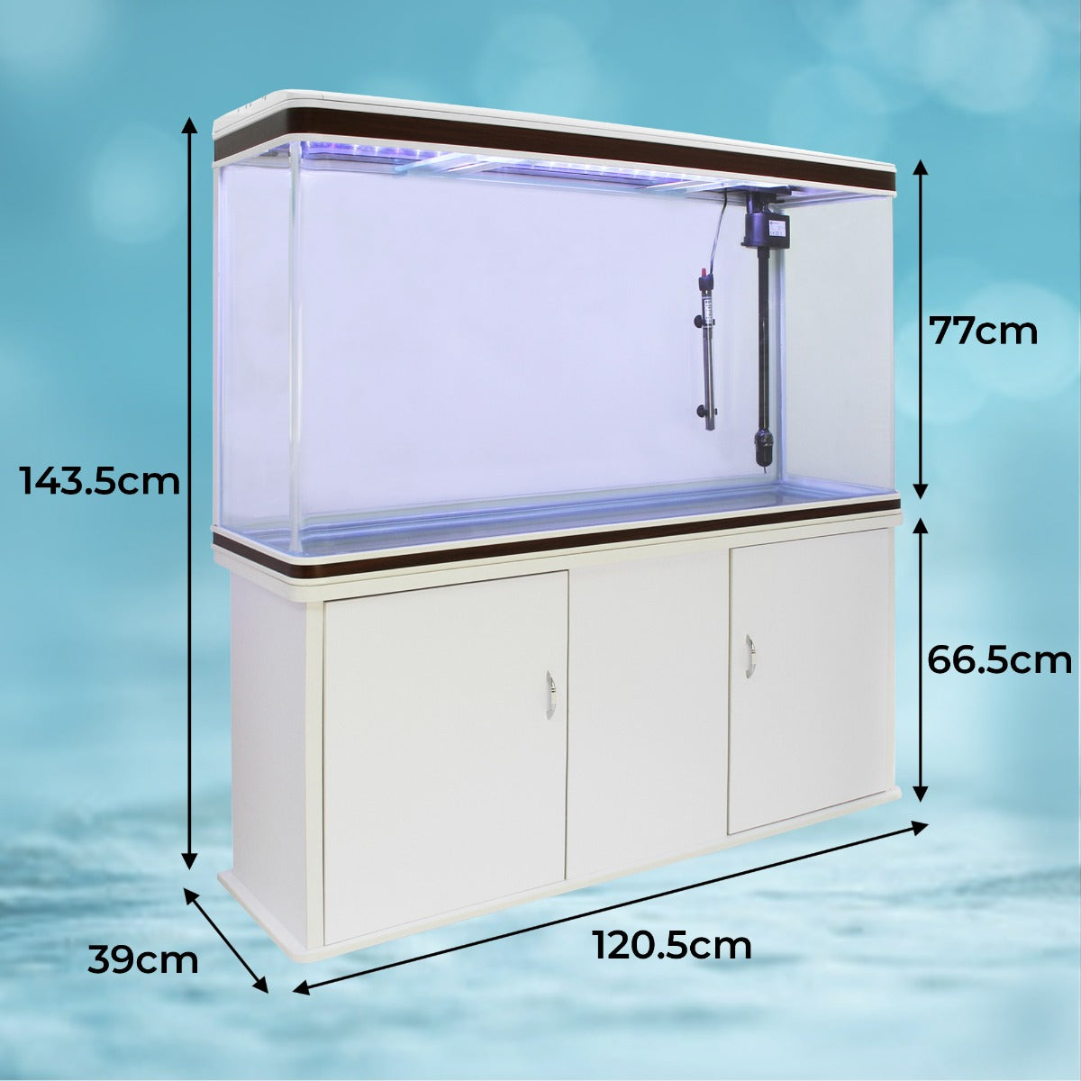 300L Aquarium Komplettset mit Unterschrank - Weiss