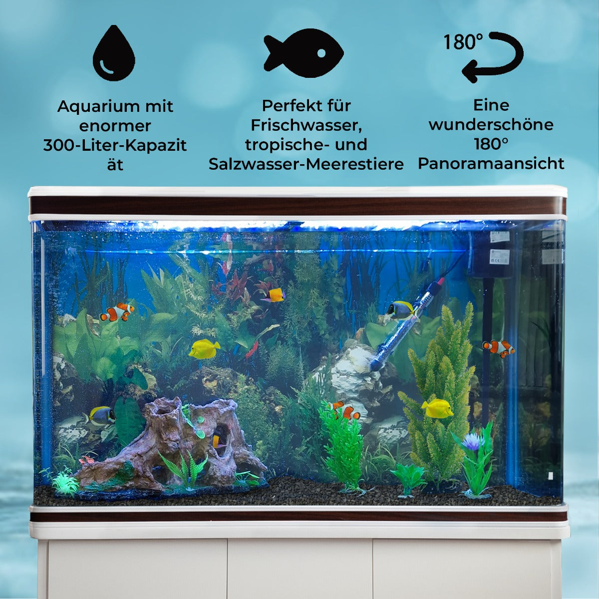 300L Aquarium Komplettset mit Unterschrank - Weiss