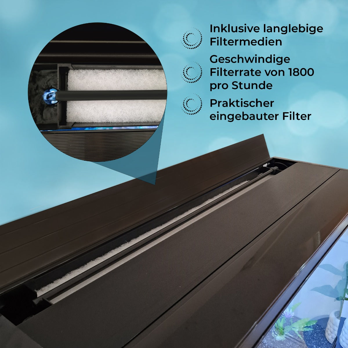 300 Liter Aquarium Kpmplettset- Schwarz mit Kies Weiss