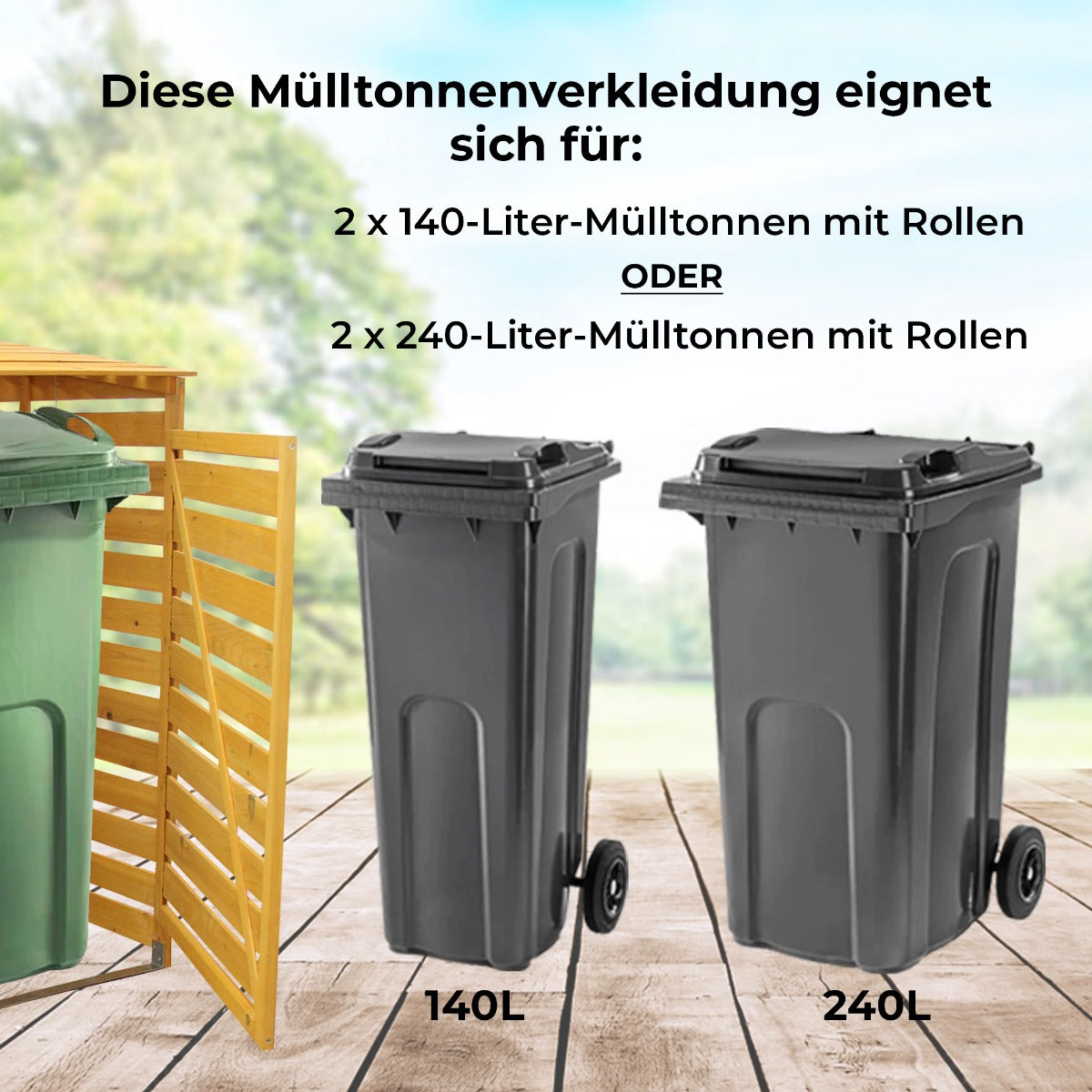 Mülltonnenverkleidung Mülltonnenbox für 2 Tonnen