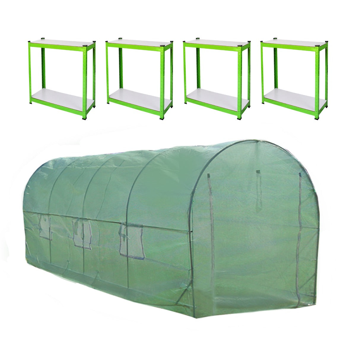 Polytunnel 19mm 5m x 2m mit Regale